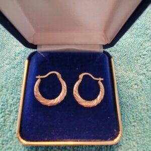 14K Gold Wide Rope Hoop Earrings